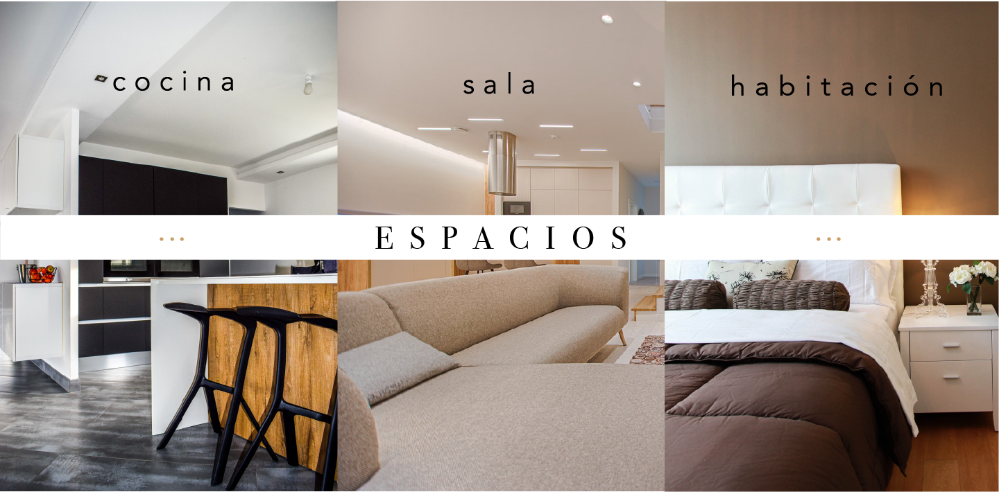 espacios, sala, habitación y cocina